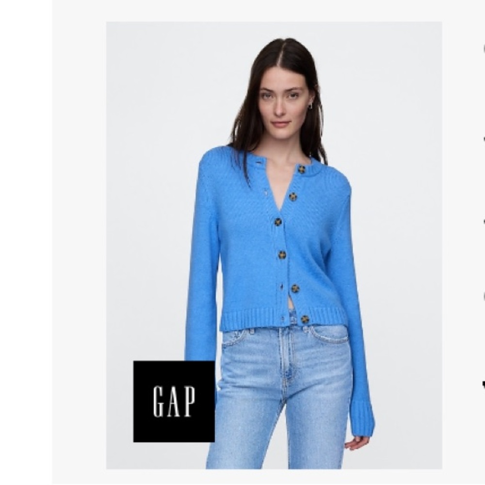 NWT GAP Women's Blue CashSoft Cropped Cardigan